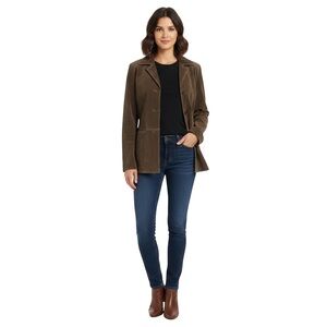🌟 RARE Vintage Sundance Women’s Brown Suede Button Front Jacket Blazer Size M